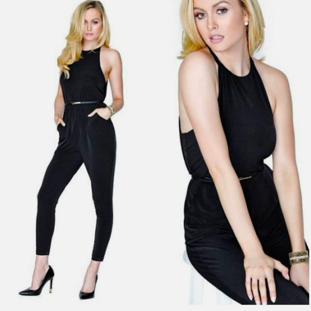 Guess Black Pleated Top Jumpsuit in Large